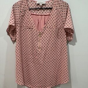 Tempted Hearts Blush and Black Dot Top